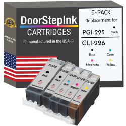DOORSTEPINK Brand for Canon 1 Pgi-225 / Cli-226 1 And 3 Colors Remanufactured In The Usa Ink Cartridges 5-Pack In Black