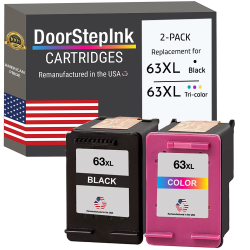 DOORSTEPINK Brand for HP 63Xl / Tri-Color Combo Pack Remanufactured In The Usa Ink Cartridges In Black