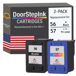 DOORSTEPINK Brand for HP 56 / 57 Color Combo Pack Remanufactured In The Usa Ink Cartridge In Black