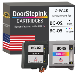 DOORSTEPINK Brand for Canon Bc-02 / Bc-05 Color Combo Pack Remanufactured In The Usa Ink Cartridges In Black