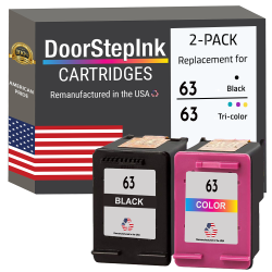 DOORSTEPINK Brand for HP 63 / Tri-Color Combo Pack Remanufactured In The Usa Ink Cartridges In Black