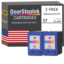 DOORSTEPINK Brand for HP 57 (C6657An) Color Remanufactured In The Usa Ink Cartridges Twin Pack