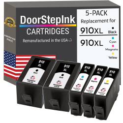 DOORSTEPINK Brand for HP 910Xl 2 Black, 910Xl Cyan, 910Xl Magenta And 910Xl (5Pack) Remanufactured In The Usa In Yellow
