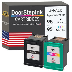 DOORSTEPINK Brand for HP 98 / 95 Tri-Color Combo Pack Remanufactured In The Usa Ink Cartridge In Black