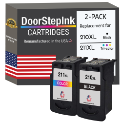 DOORSTEPINK Brand for Canon Pg-210Xl / Cl-211Xl Color Combo Pack Remanufactured In The Usa Ink Cartridges In Black