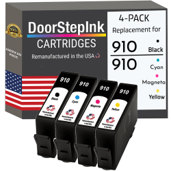 DOORSTEPINK Brand for HP 910 / Colors 4-Pack Remanufactured In The Usa Ink Cartridges In Black