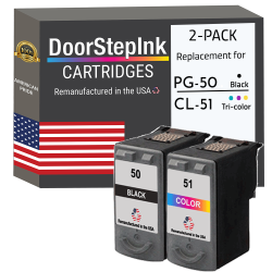 DOORSTEPINK Brand for Canon Pg-50 / Cl-51 Color Combo Pack Remanufactured In The Usa Ink Cartridges In Black
