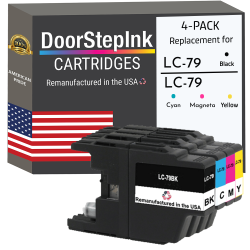 DOORSTEPINK Brand for Brother Lc79 1 / 3 Color Remanufactured In The Usa Ink Cartridges 4-Pack In Black