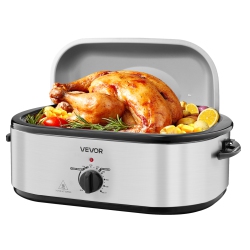 VEVOR Roaster Oven, 22Qt Electric Roasting Pan, 150-450℉ Adjustable Temperature Multifunctional Electric Roaster Oven \w Self-Basting Lid, Defrost