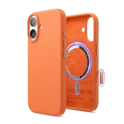ELAGO Magnetic Silicone Case for Iphone 17 Case 6.3” - Compatible \w Magsafe, Premium Liquid Silicone Material, Protective Cover, Shockproof (Orange)