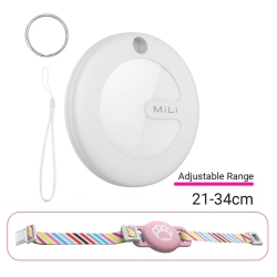 THE WAY Mitag Android Tracker Airtag Anti-Lost Device Luggage Case Pet Tracker Suitable for Samsung Google - + Pink Cat Collar In White