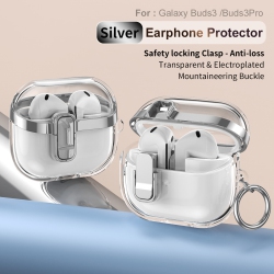 THE WAY This Galaxy Earphone Case Is Drop-Resistant And Compatible \w The Buds 3/3 Pro Earphones - - It Comes \w A Clear Electroplated Buckle And