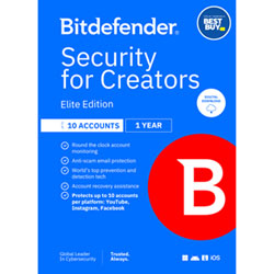 Bitdefender Security For Creators Elite Edition (Pc/mac/ios/android) - 10 Comptes - 5 Utilisateurs - 1 An - Téléchargement Numérique - Exclusivité Best Buy