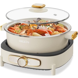 DEZIN - Electric Shabu Shabu Pot With Removable Pot, 4L Electric Non-Stick Pot With Multi-Power Control