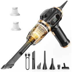 NIERBO Portable Car Vacuum Cordless Mini Handheld Vacuums Cleaner Rechargeable \w Lcd Display And Multi-Nozzles, High Power Hand Held Cleaners For