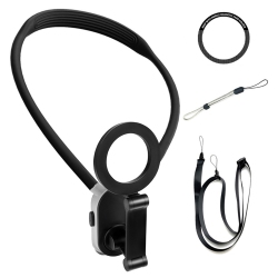 MYACUC Magnetic Neck Phone Holder, Pov/vlog Recording Necklace Lanyard Selfie Hand Free Neck Phone Mount Stand for Iphone Android All Phones