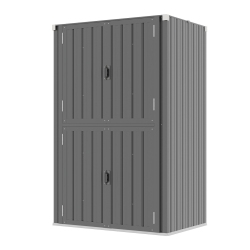 AECOJOY Outdoor Storage Cabinet Weatherproof, Lockable Large Vertical Storage Shed With Shelves In Grey