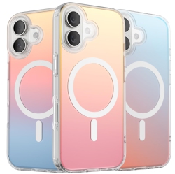 ORNARTO for Iphone 17 Case, [Compatible \w Magsafe], Holographic Iridescent Magnetic Cover, Shockproof Protective Rainbow Phone Case for Iphone 17