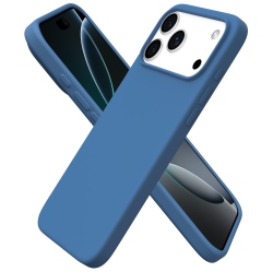 ORNARTO Compatible With Iphone 17 Pro Max Case, Slim Liquid Silicone Shockproof Protective Phone Case 6.9" With Anti-Scratch Microfiber Lining-Blue