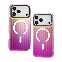 ORNARTO for Iphone 17 Pro Case, [Compatible With Magsafe ], Iridescent Vertical Stripe Design, Shockproof Protective Phone Case 6.3"-Iridescent