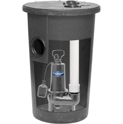 SUPERIOR PUMP 93015-U Cast Iron Tethered Float Switch Sewage Pump With Basin Kit, 1/2 HP In Black