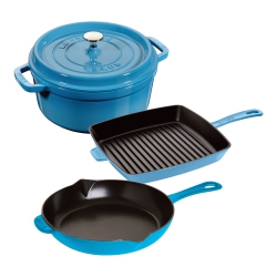 STAUB Cast Iron 4 Piece, Mixed Set, Ice-Blue