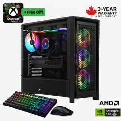 CANADA GAMING Advanced Pro Gaming PC – Rx 9070 Xt | Amd Ryzen 7 9800X3D | 32 GB Ddr5-5600 | 2 Tb SSD | Wi‑Fi | Xbox Game Pass - In Black