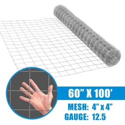 FENCER WIRE Welded Wire Fence 12.5 Gauge, Galvanized Welded Fence Wire Roll, Mesh Size 4-Inch X 4-Inch, (5Ft. X 100Ft.)
