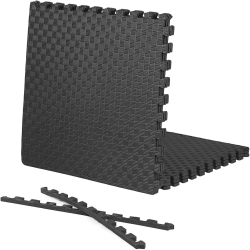 CAPHAUS Interlocking Exercise Foam Mats, Diamond, Tatami, T Pattern 1/2-Inch Thickness Gym Flooring Tiles In Black