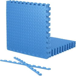 CAPHAUS Interlocking Exercise Foam Mats, Diamond, Tatami, T Pattern 1/2-Inch Thickness Gym Flooring Tiles In Blue