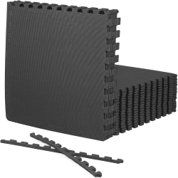 CAPHAUS Interlocking Exercise Foam Mats, Diamond, Tatami, T Pattern 1/2-Inch Thickness Gym Flooring Tiles In Black