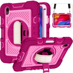 THE WAY Suitable for Ipad Mini 6 Children's Anti-Drop Protective Cover, Heavy-Duty Full-Body Shockproof Protective Cover \w Rotating Bracket - Purple
