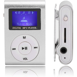 GREEN SCENIC Portable Mini Mp3 Music Player \w Clip-On Lcd Screen And Memory Card Support for Outdoor Use \w Wired Earphones (Silver \w 8GB Memory