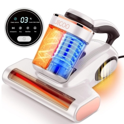 JIGOO Bed Vacuum Cleaner, Mattress Vacuum Cleaner With Uv & Ultrasonic And High Heating, 13Kpa Suction 500W Powerful Double Cup Handheld Vacuums
