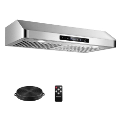 AMZCHEF 30" Under Cabinet Range Hood, 700Cfm Stainless Steel Kitchen Vent, 3 Speed, Touch & Remote Control, Led Lights, Timer, Dishwasher-Safe Baffle