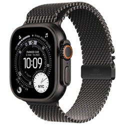 Apple Watch Ultra 3 (Gps + Cellulaire) Avec Boîtier De 49 Mm En Titane Noir Et Bracelet Milanais À Rabat En Titane Noir Par Koodo - Grand - Paiement Balance Mensuel