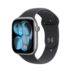 Apple Watch Series 11 (Gps + Cellulaire) Avec Boîtier De 42 Mm En Aluminium Gris Cosmique Et Bracelet Sport Noir - Petit/moyen