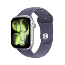 Apple Watch Series 11 (Gps + Cellulaire) Avec Boîtier De 46 Mm En Aluminium Argent Et Bracelet Sport Brume Violette Avec Telus - Moyen/grand - Financement Mensuel