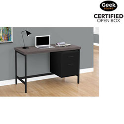 Open Box - Monarch Computer Desk with Filing Cabinet - Black