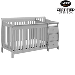 Open Box - Storkcraft Portofino 4-in-1 Convertible Crib with 3-Drawer Changing Table - Pebble Grey