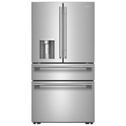KitchenAid 36" 28.7 Cu Ft French Door Refrigerator w/ Water & Ice Dispenser (KRMF436SPS) - PrintShield Stainless