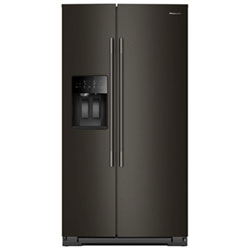 KitchenAid 36" 20.9 Cu. Ft. Side-By-Side Refrigerator with Water & Ice Dispenser (KRSC536RBE) - Black Ore
