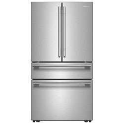 KitchenAid 36" 29.5 Cu. Ft. French Door Refrigerator w/ Water & Ice Dispenser (KRMF336SPS) - PrintShield Stainless