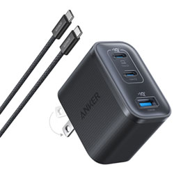 Anker Nano 70W 3-Port USB-C Wall Charger with USB-C Cable - Dark Grey