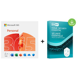 Microsoft 365 Personal & ESET Home Security Essential (PC/Mac) - 1 User - 12 Months - 1 Device - Bilingual - Digital Download