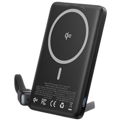 INIU MagPro Ultra Slim 5000 mAh 20W USB-C PD Power Bank with Wireless Qi2 & MagSafe Charger - Black