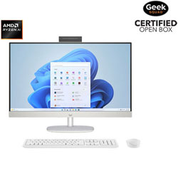 Boîte Ouverte - Ordinateur De Bureau Tout-En-Un 27 Po Copilot+ Pc De Hp - Blanc Coquillage/gris Foncé (Ryzen Ai 7 350 D'amd/ram 16 Go/ssd 1 To/windows 11)