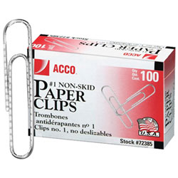 ACCO 1.25" (31.75 mm) Premium Paper Clips (ACC72385) - 100 Pack - Silver
