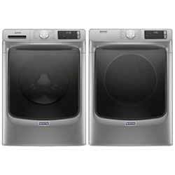 Maytag 5.5 Cu. Ft. HE Front Load Steam Washer & 7.4 Cu. Ft. Electric Steam Dryer - Metallic Slate