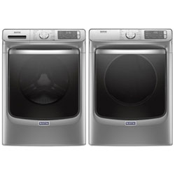 Maytag 5.8 Cu. Ft. HE Front Load Steam Washer & 7.4 Cu. Ft. Electric Steam Dryer- Metallic Slate